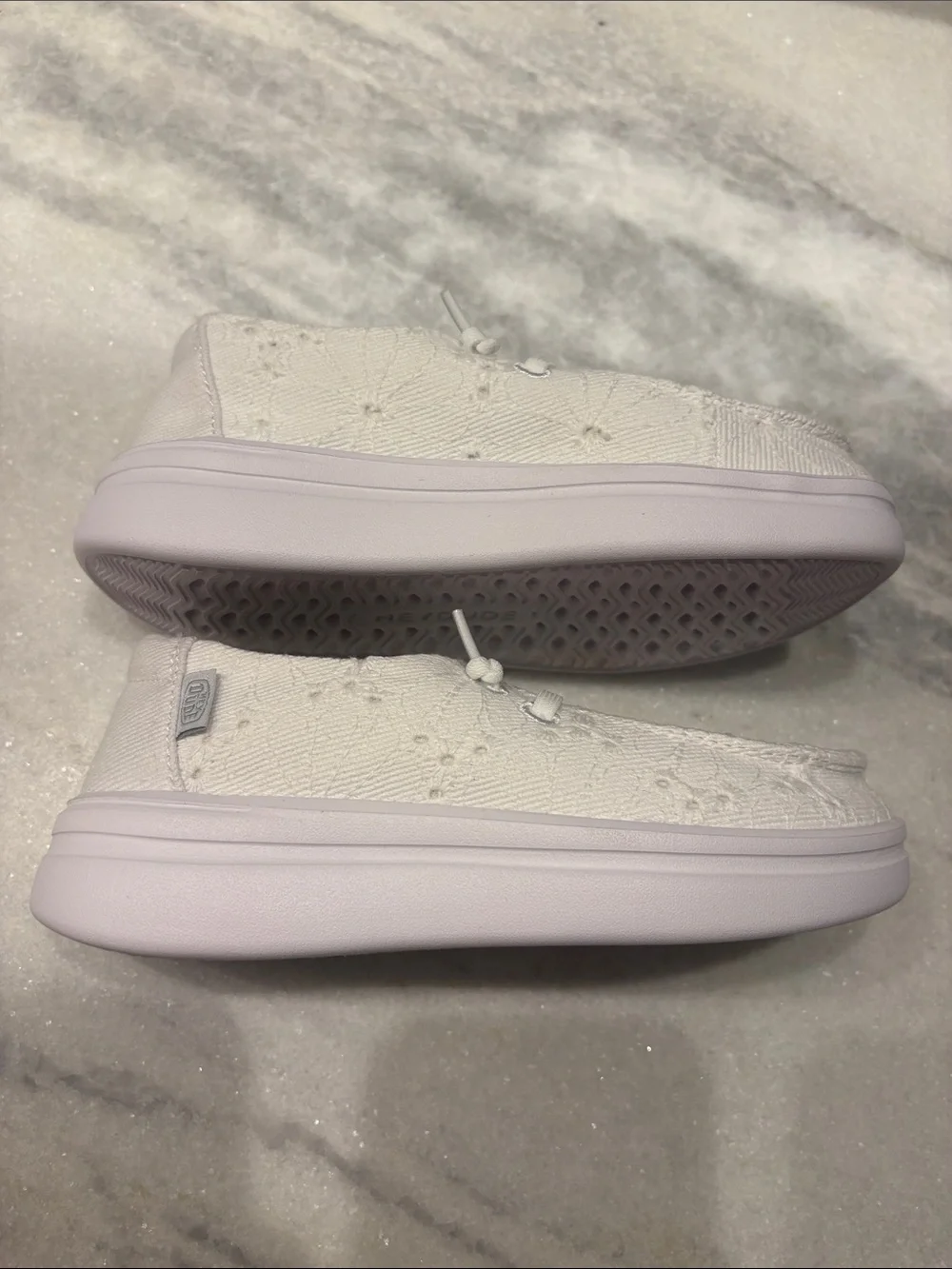 NWOT Hey Dude Kids White Canvas Moccasin Shoe